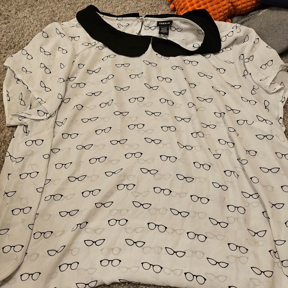 Torrid Pan Collar Glasses Blouse